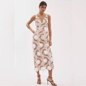 HELSI Norah Plunging Dimensional Floral Column Dress